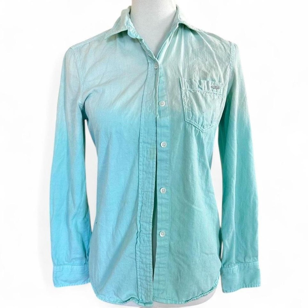 Roxy turquoise ombre button down shirt